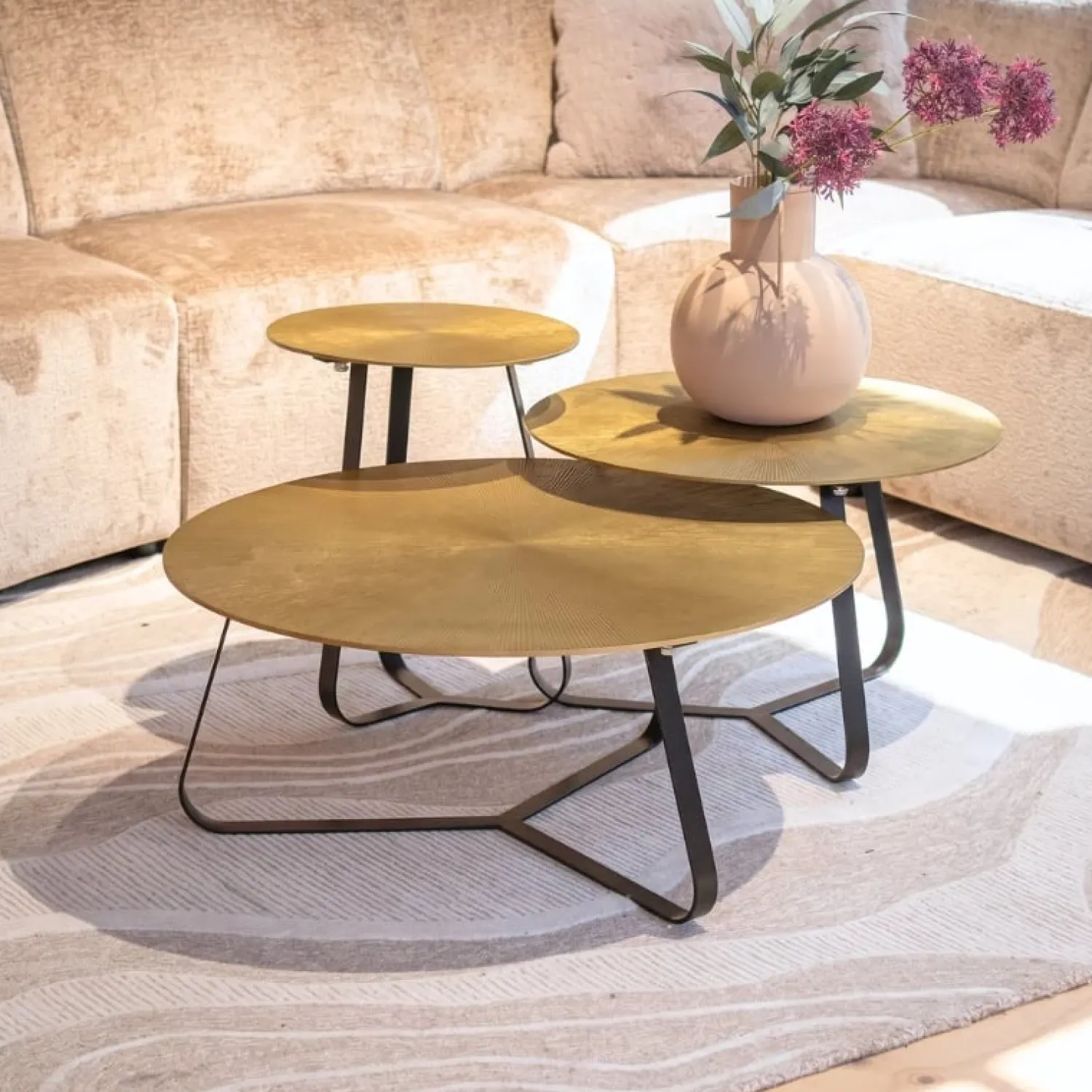 Furndea Salontafels|Riley salontafelset van 3 aluminium/ metaal (Retourdeal)