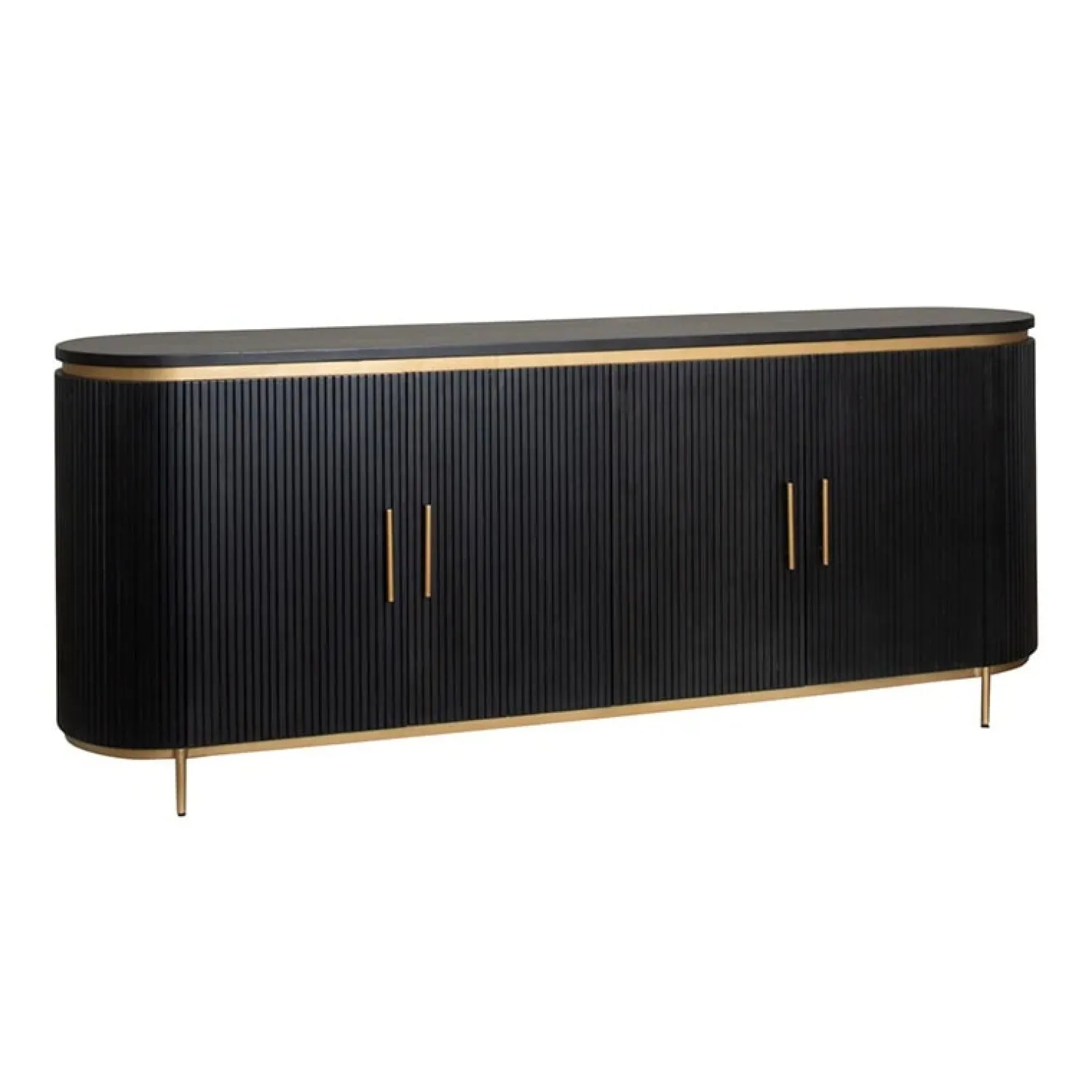 Tower living Dressoirs|Industriele Kasten|Rivello dressoir 4 deurs zwart 210 cm