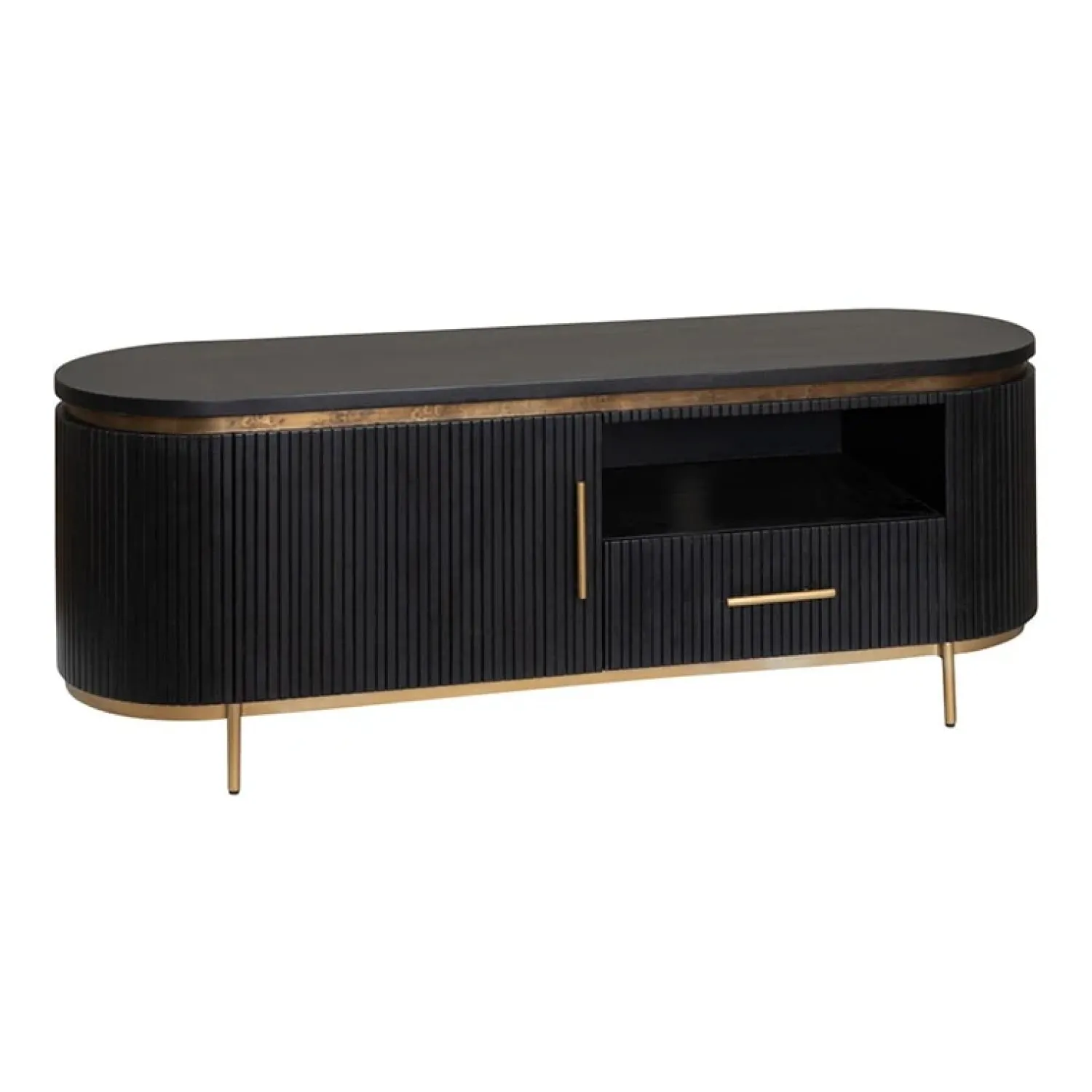 Tower living Industriele Kasten|Tv Meubels|Rivello TV meubel 1 deur 1 lade zwart 150cm