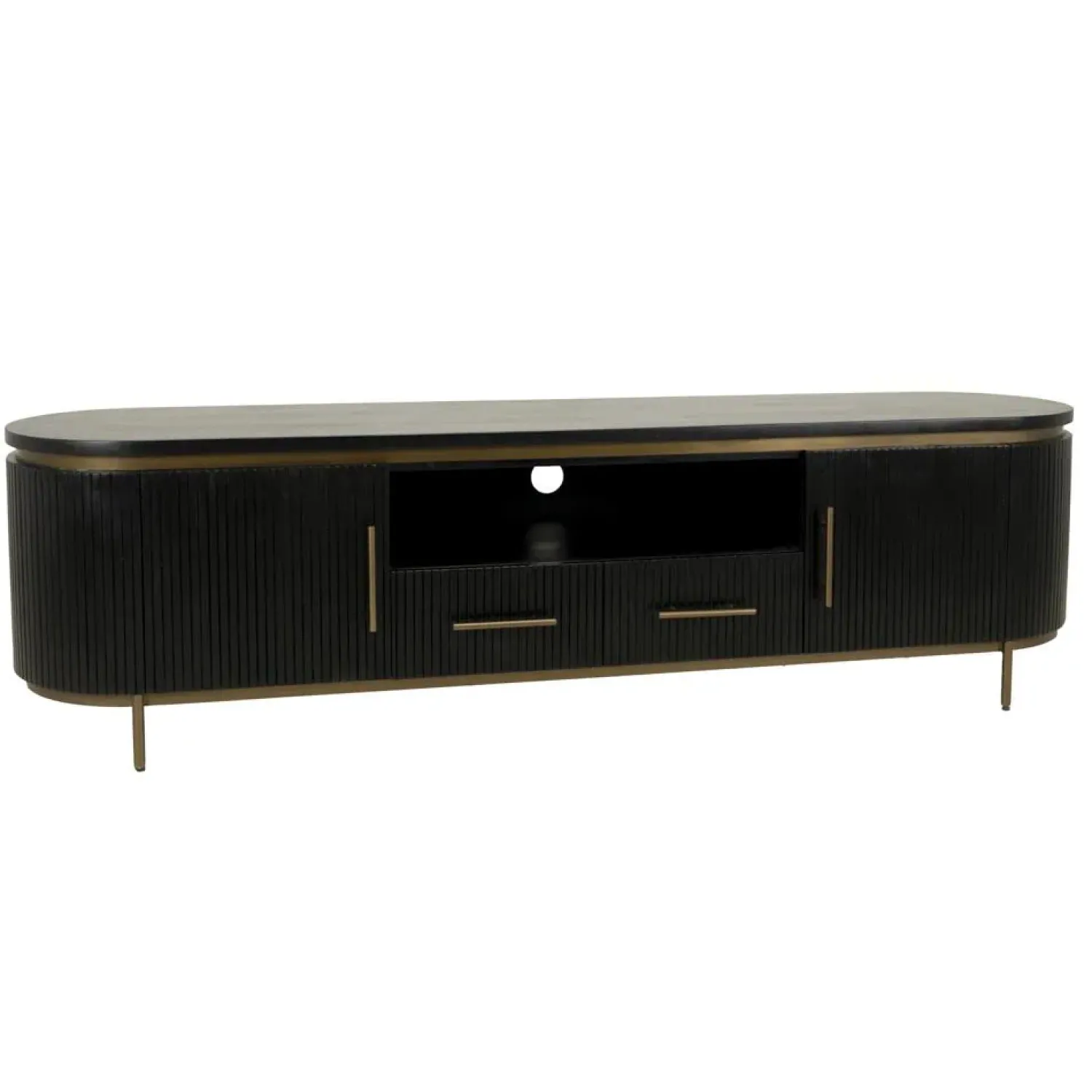 Tower living Industriele Kasten|Tv Meubels|Rivello Tv meubel zwart 200 cm