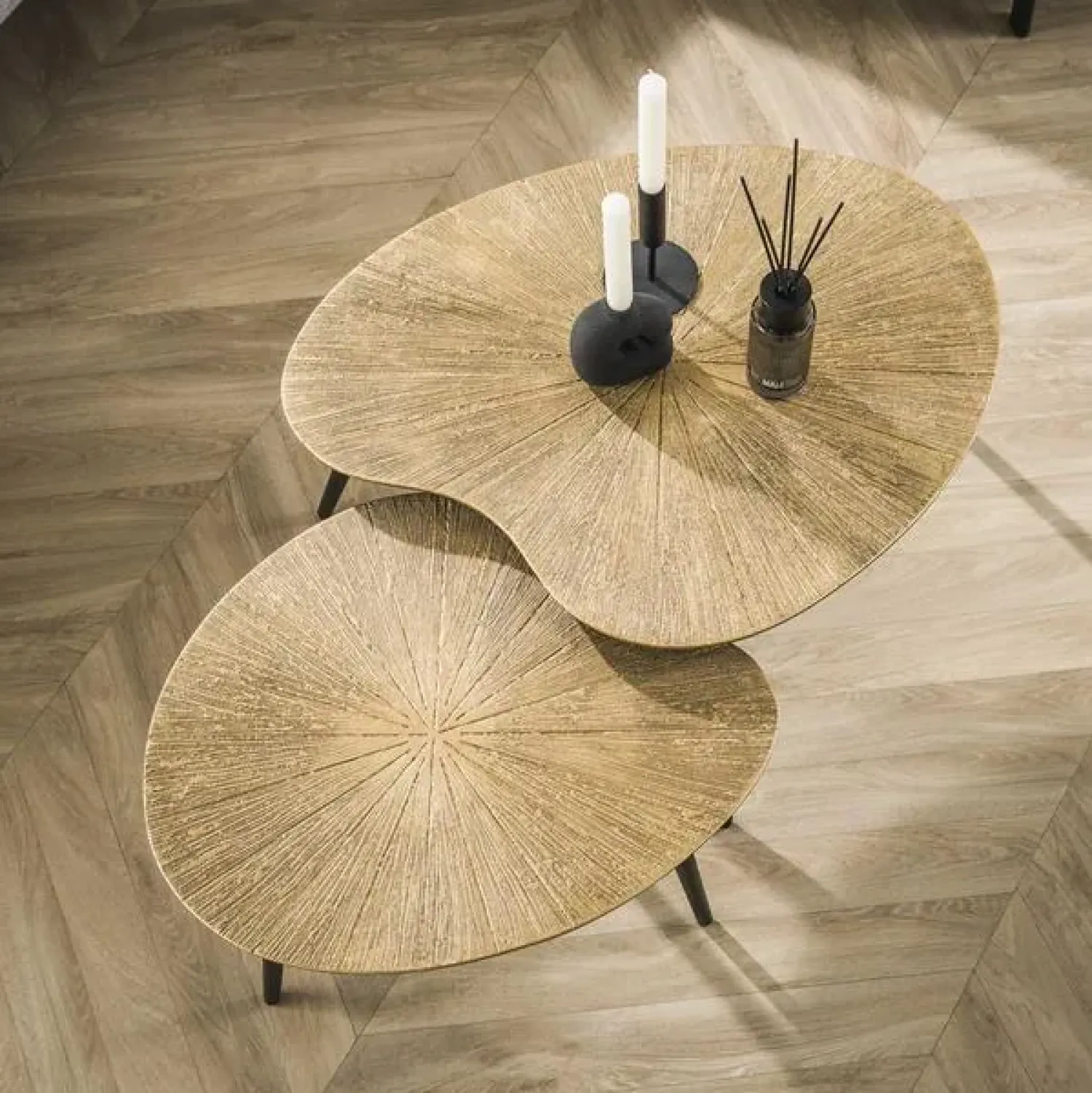 Kalfort Salontafels|Rivo Salontafel set van 2 Niervorm Brons
