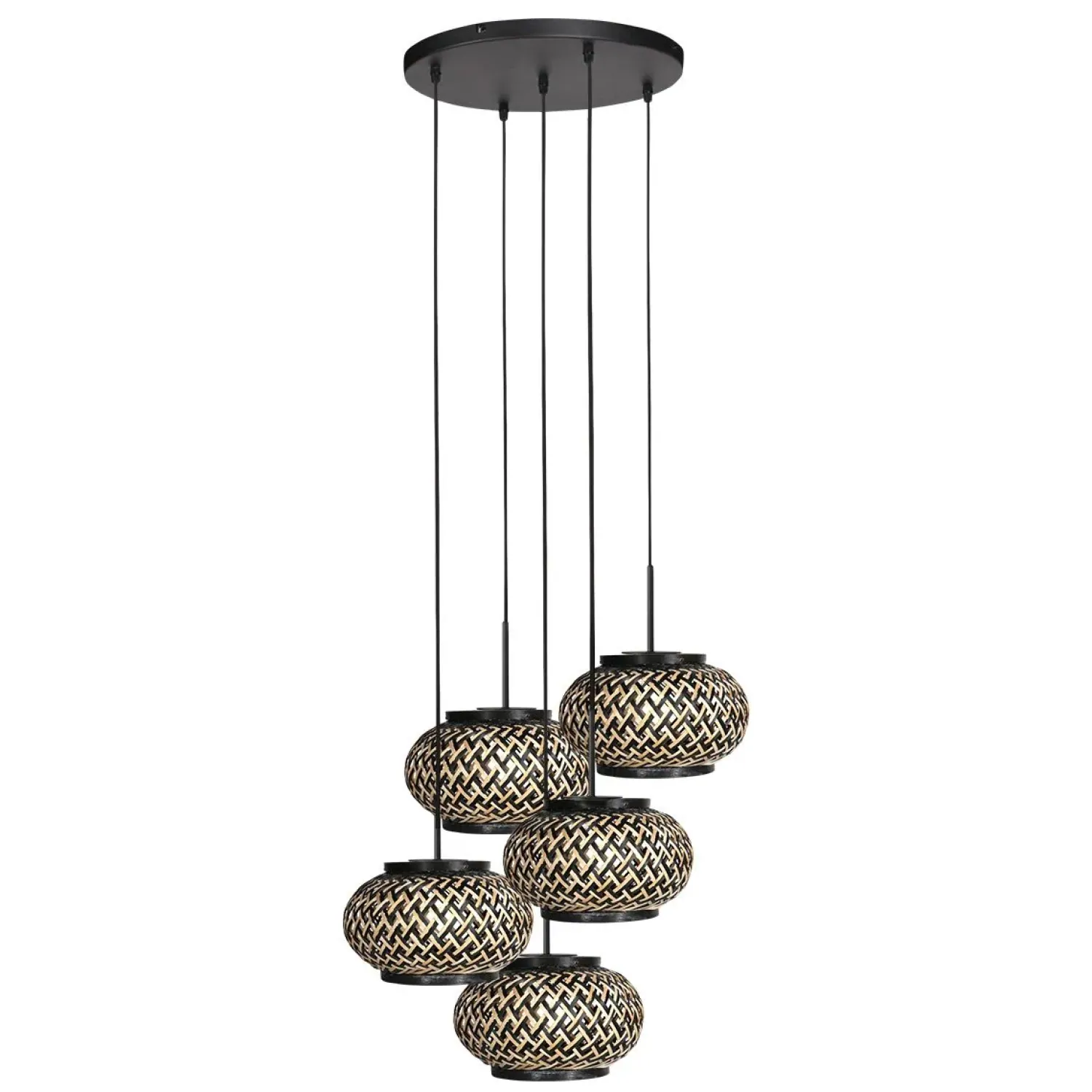 Steinmex Hanglampen|Roman Light 5-lichts Hanglamp Bamboe