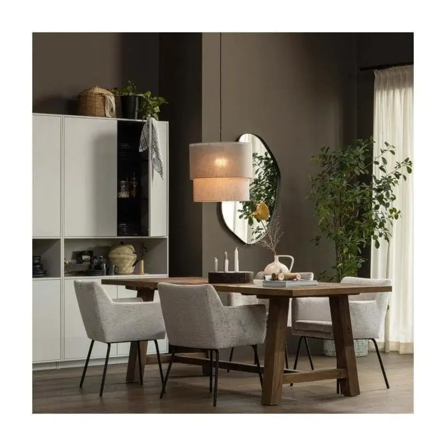 WOOOD Spiegels|Romee Organische Spiegel Metaal Zwart 70cm