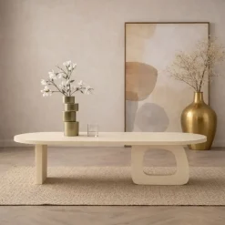 Vane Living Salontafels|Rona Salontafel open Beige mangohout 130cm
