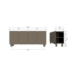 WOOOD Dressoirs|Industriele Kasten|Root Dressoir Truffel bruin 200cm