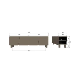 WOOOD Industriele Kasten|Tv Meubels|Root Tv meubel Truffel bruin 200cm