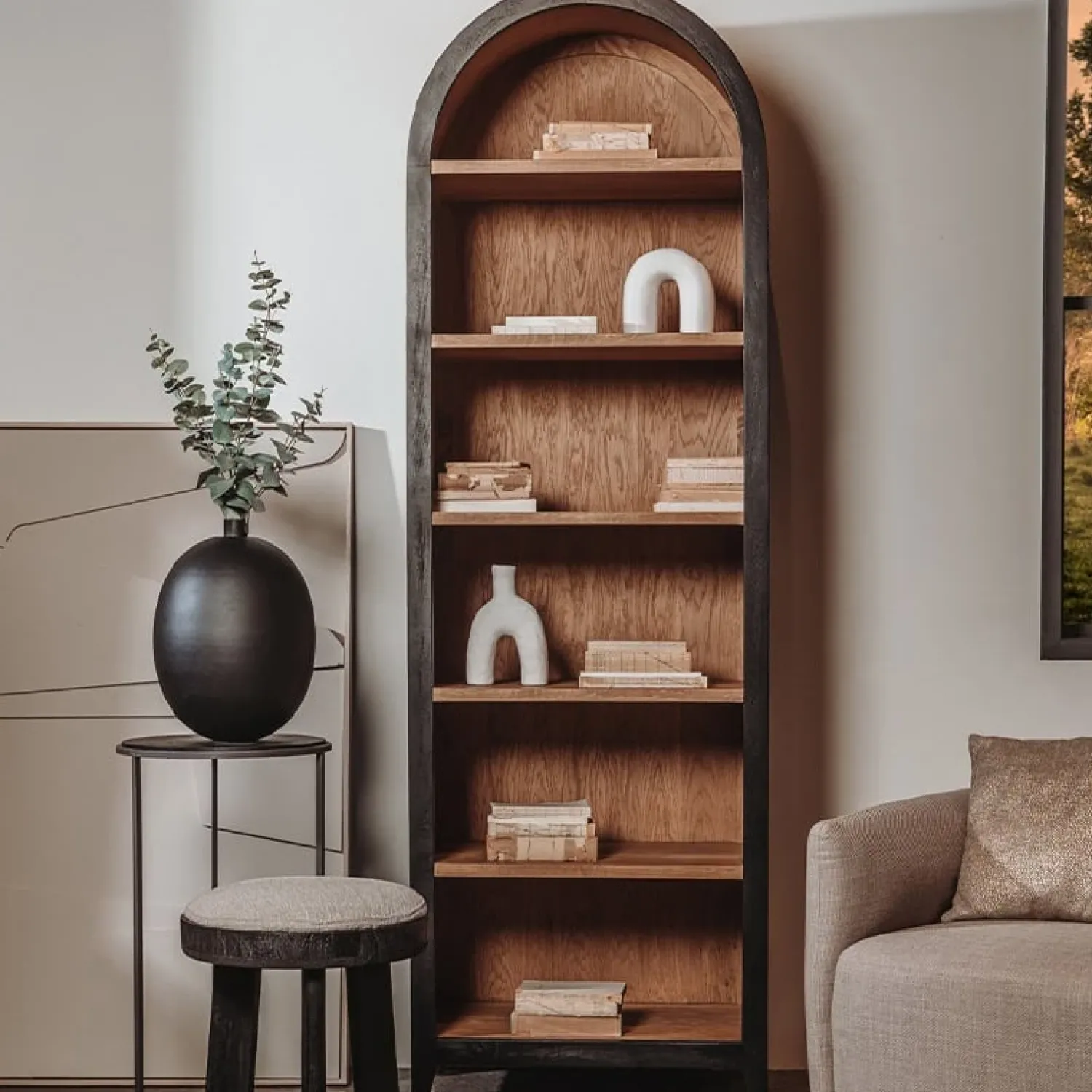 Tower living Wandkasten|Boekenkasten|Rotondi boekenkast 6 planken zwart 70cm