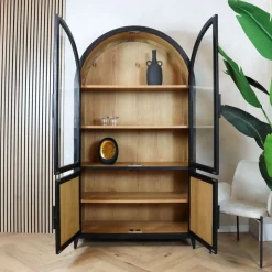 Tower living Wandkasten|Vitrinekasten|Rotondi vitrinekast 4 deurs zwart 120cm