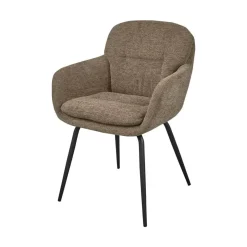 WOOOD Eetkamerstoelen|Runa Eetkamerstoel Chenille Donkerzand