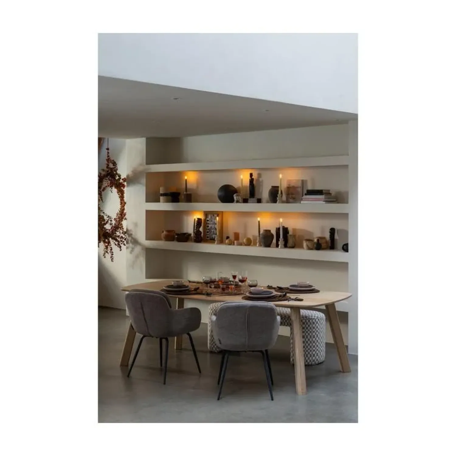 WOOOD Eetkamerstoelen|Runa Eetkamerstoel Chenille Donkerzand