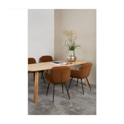 WOOOD Eetkamerstoelen|Runa Eetkamerstoel Chenille Karamel