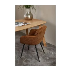 WOOOD Eetkamerstoelen|Runa Eetkamerstoel Chenille Karamel