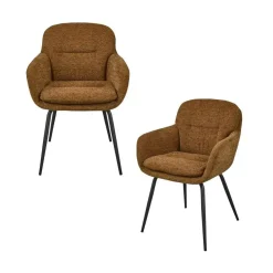 WOOOD Eetkamerstoelen|Runa Eetkamerstoel Chenille Karamel