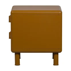 WOOOD Nachtkastjes|Industriele Kasten|Rune Nachtkastje 2 Lades Metaal Honinggeel 45cm
