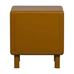 WOOOD Nachtkastjes|Industriele Kasten|Rune Nachtkastje 2 Lades Metaal Honinggeel 45cm