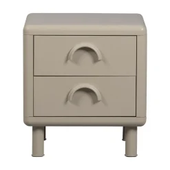 WOOOD Nachtkastjes|Industriele Kasten|Rune Nachtkastje 2 Lades Metaal Zand 45cm