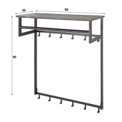 Kalfort Kapstokken|Sabina Kapstok 12 haaks zwart 80cm