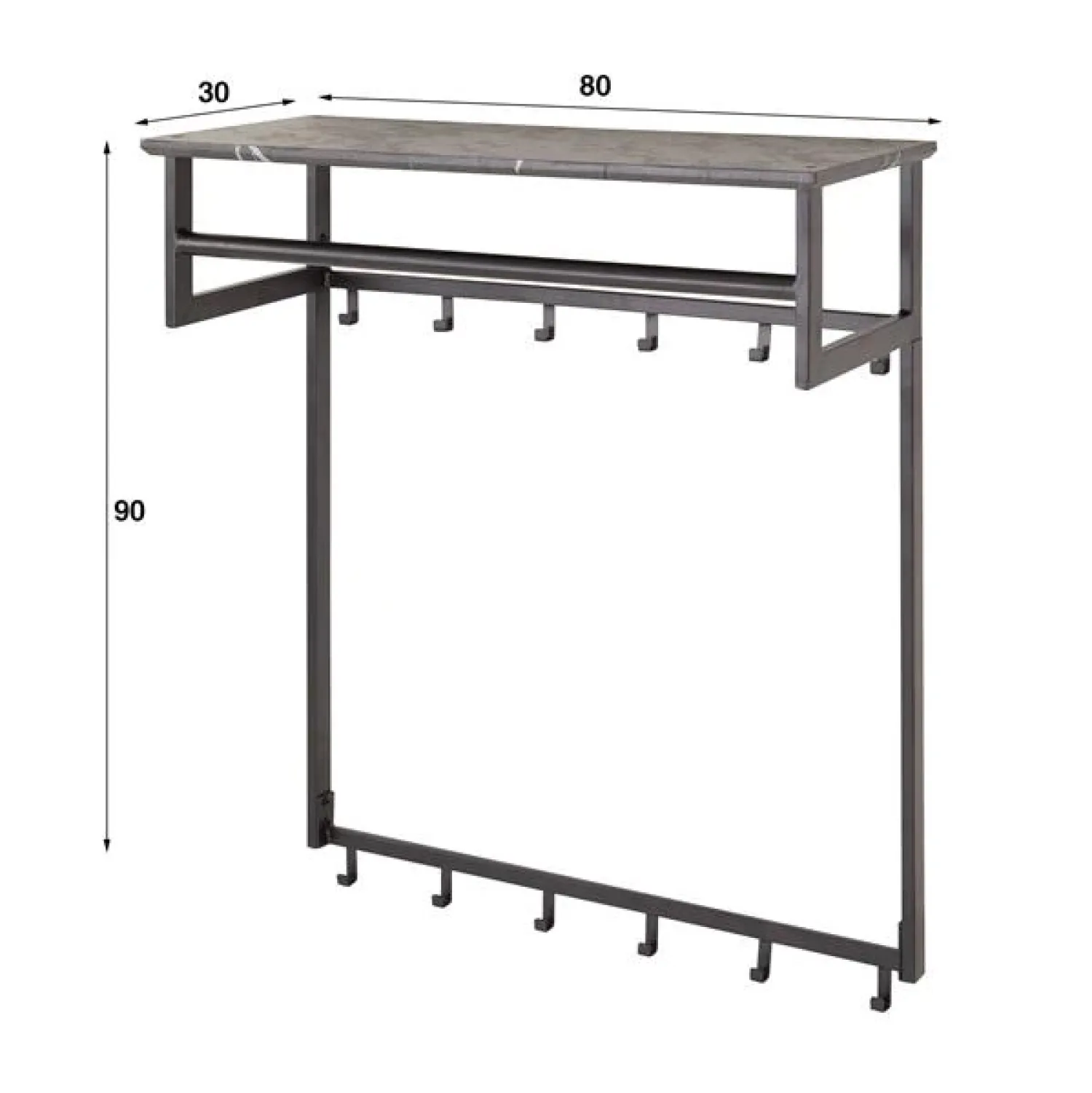 Kalfort Kapstokken|Sabina Kapstok 12 haaks zwart 80cm
