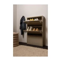 WOOOD Schoenenkasten|Schoenenkasten|Sabine 3-Vaks Schoenenkast Metaal Zand 66cm
