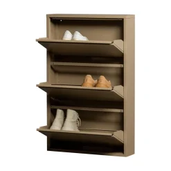 WOOOD Schoenenkasten|Schoenenkasten|Sabine 3-Vaks Schoenenkast Metaal Zand 66cm