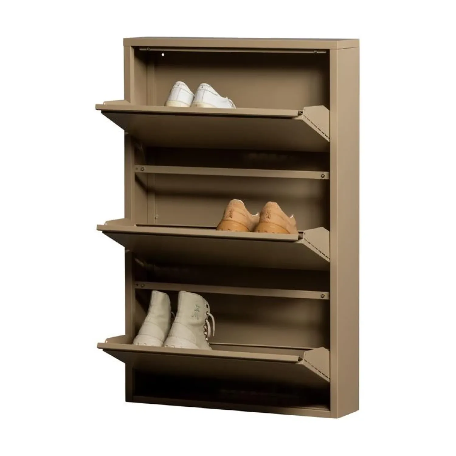 WOOOD Schoenenkasten|Schoenenkasten|Sabine 3-Vaks Schoenenkast Metaal Zand 66cm