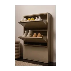 WOOOD Schoenenkasten|Schoenenkasten|Sabine 3-Vaks Schoenenkast Metaal Zand 66cm