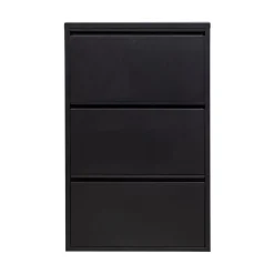WOOOD Schoenenkasten|Schoenenkasten|Sabine 3-Vaks Schoenenkast Metaal Zwart 66cm