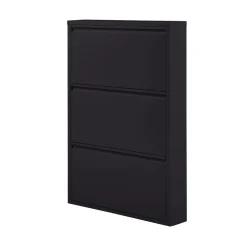 WOOOD Schoenenkasten|Schoenenkasten|Sabine 3-Vaks Schoenenkast Metaal Zwart 66cm
