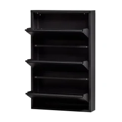 WOOOD Schoenenkasten|Schoenenkasten|Sabine 3-Vaks Schoenenkast Metaal Zwart 66cm