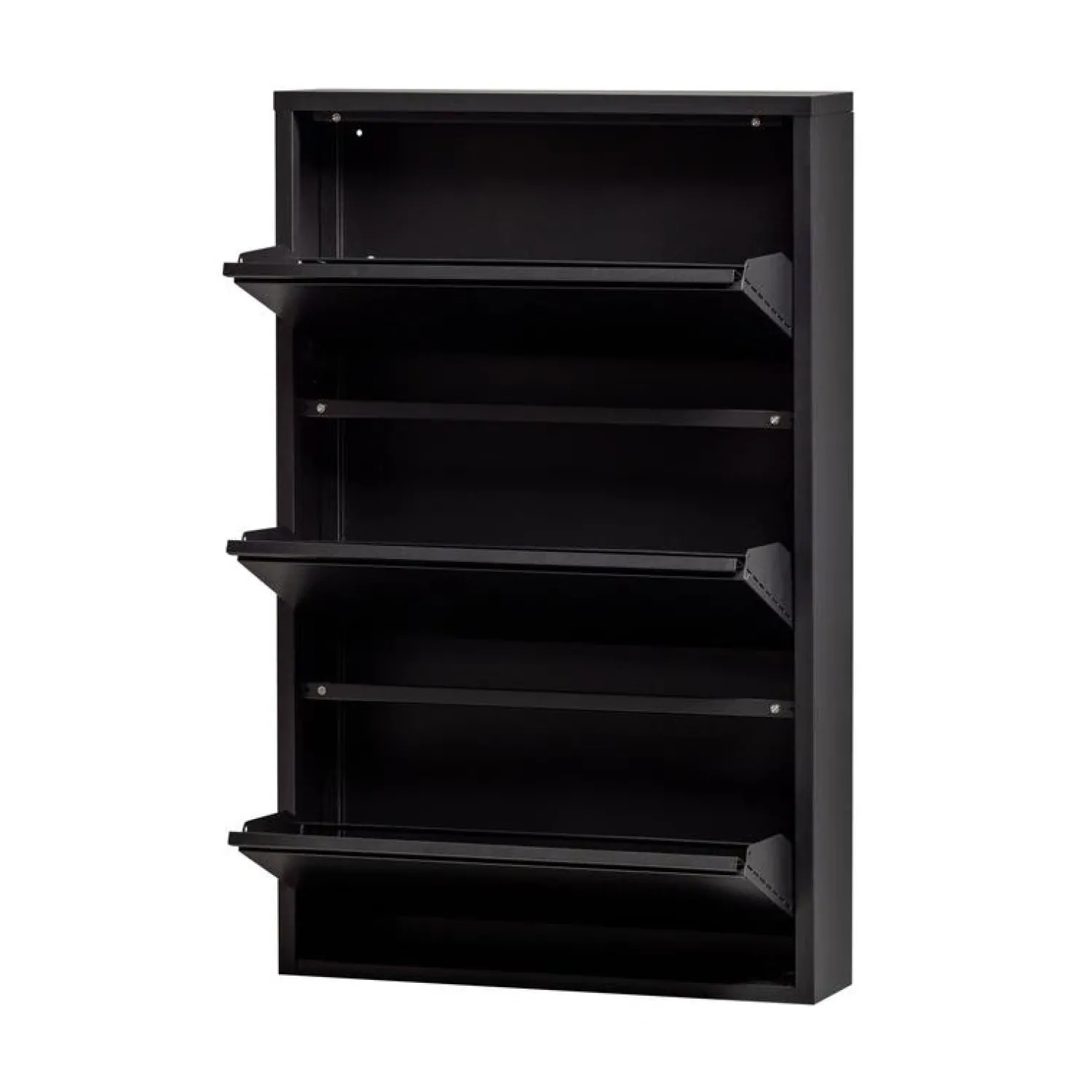 WOOOD Schoenenkasten|Schoenenkasten|Sabine 3-Vaks Schoenenkast Metaal Zwart 66cm