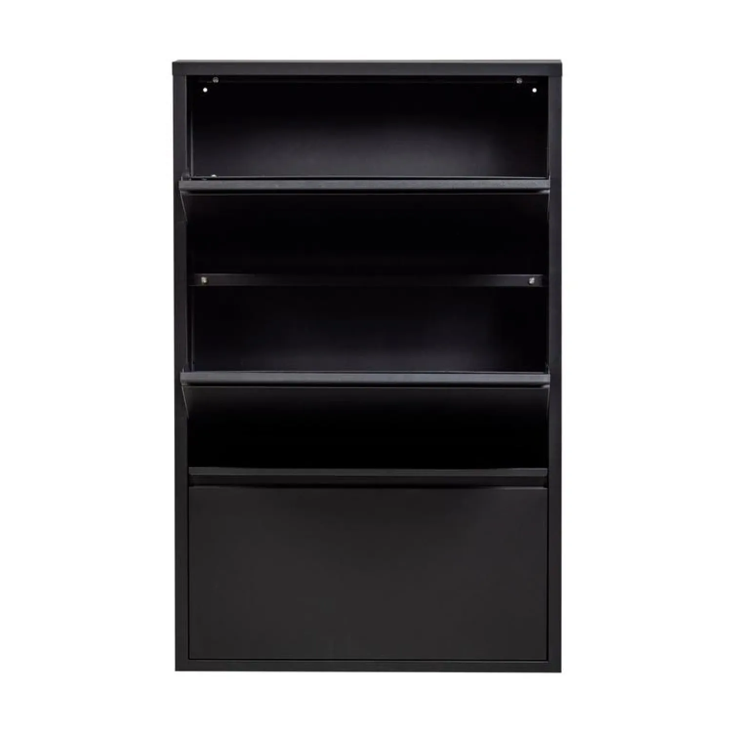 WOOOD Schoenenkasten|Schoenenkasten|Sabine 3-Vaks Schoenenkast Metaal Zwart 66cm