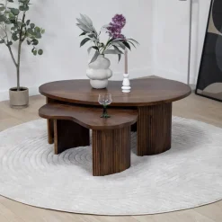 Vane Living Salontafels|Salontafel Asger set van 2 walnoot 110/70cm