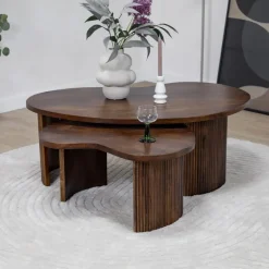 Vane Living Salontafels|Salontafel Asger set van 2 walnoot 110/70cm