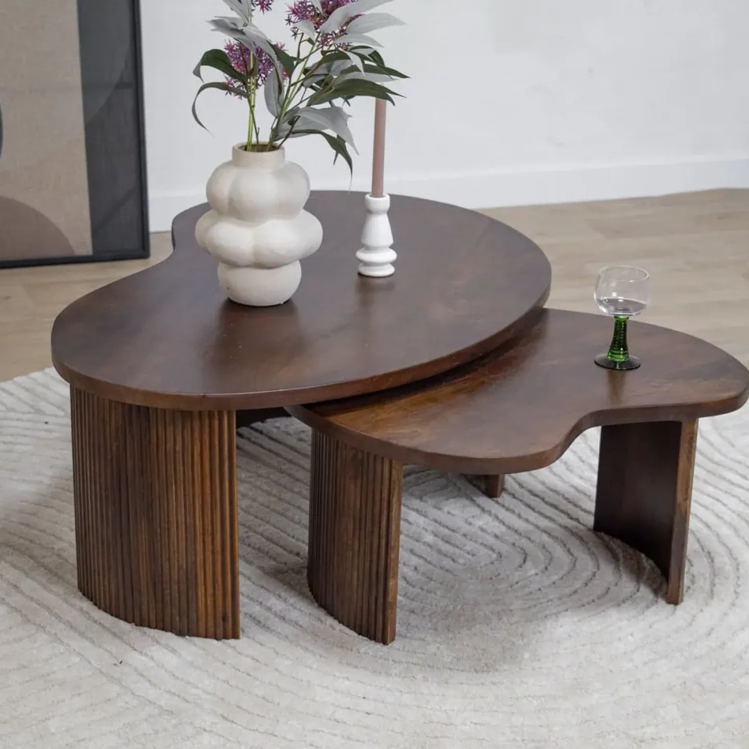 Vane Living Salontafels|Salontafel Asger set van 2 walnoot 110/70cm