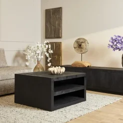 Furndea Salontafels|Salontafel Dortmund mangohout zwart 80cm