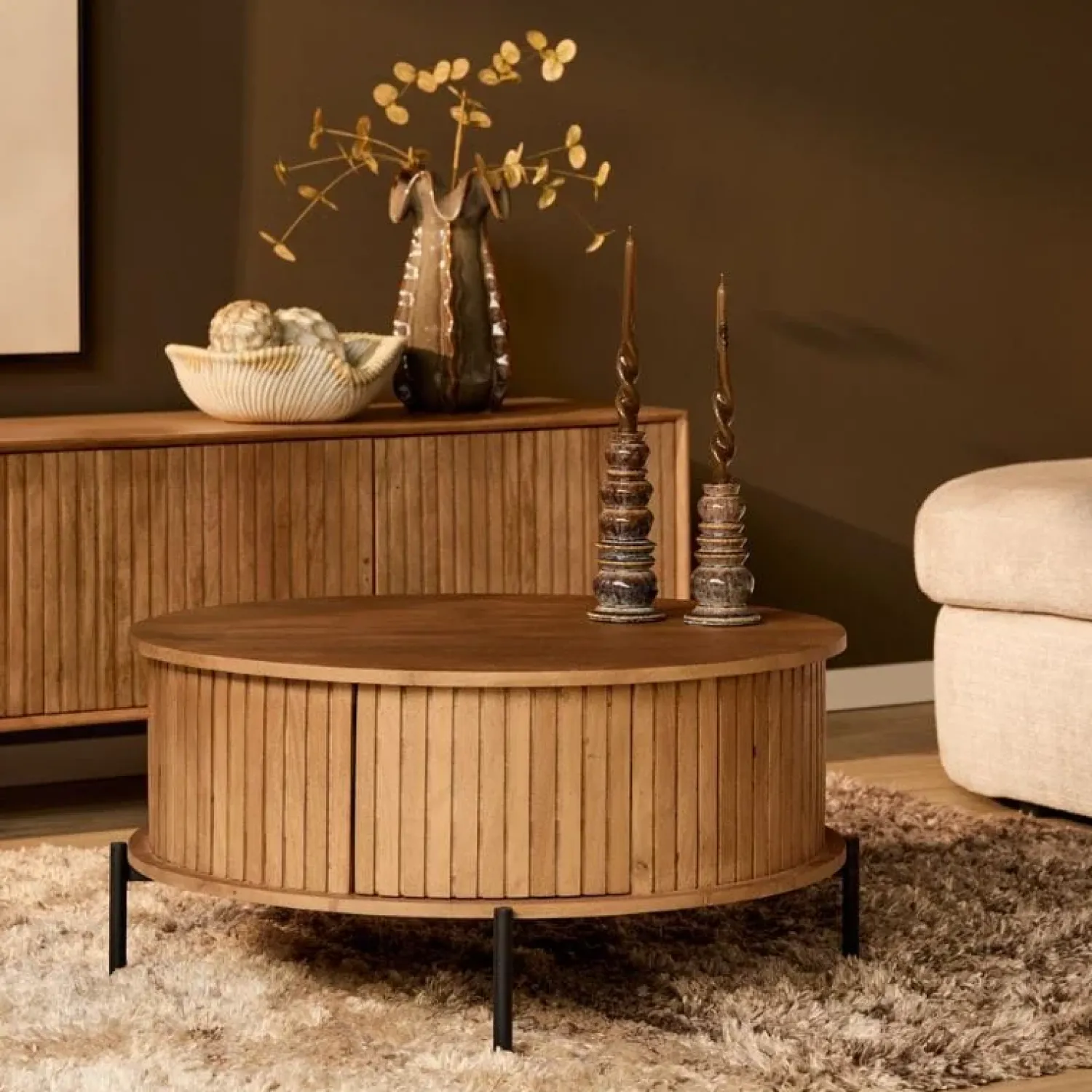 Furndea Salontafels|Salontafel Martin Rond Naturel 80cm