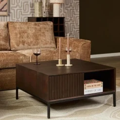 Furndea Salontafels|Salontafel Martin Walnoot 80cm Vierkant