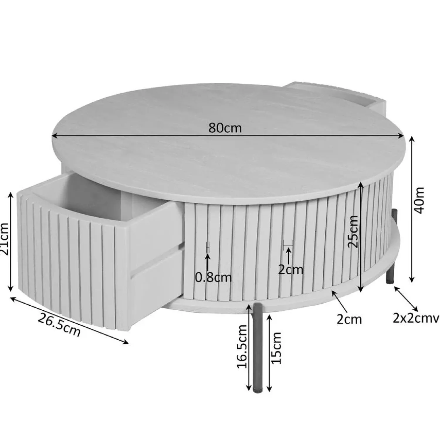 Furndea Salontafels|Salontafel Martin Walnoot Rond 80cm