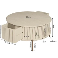Furndea Salontafels|Salontafel Martin Zand Rond 80 cm