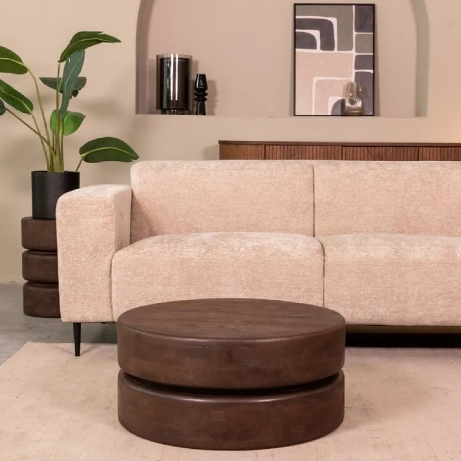 Label51 Salontafels|Salontafel Milly Espresso Mangohout 70cm Rond