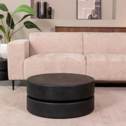 Label51 Salontafels|Salontafel Milly Zwart Mangohout 70cm Rond