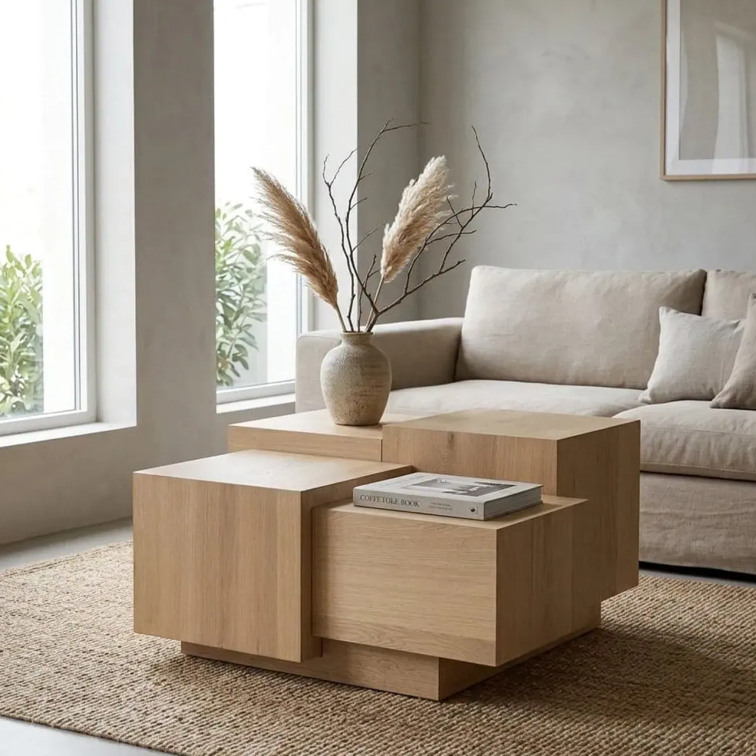 Eleonora Salontafels|Salontafel Quinten vierkant naturel 80cm