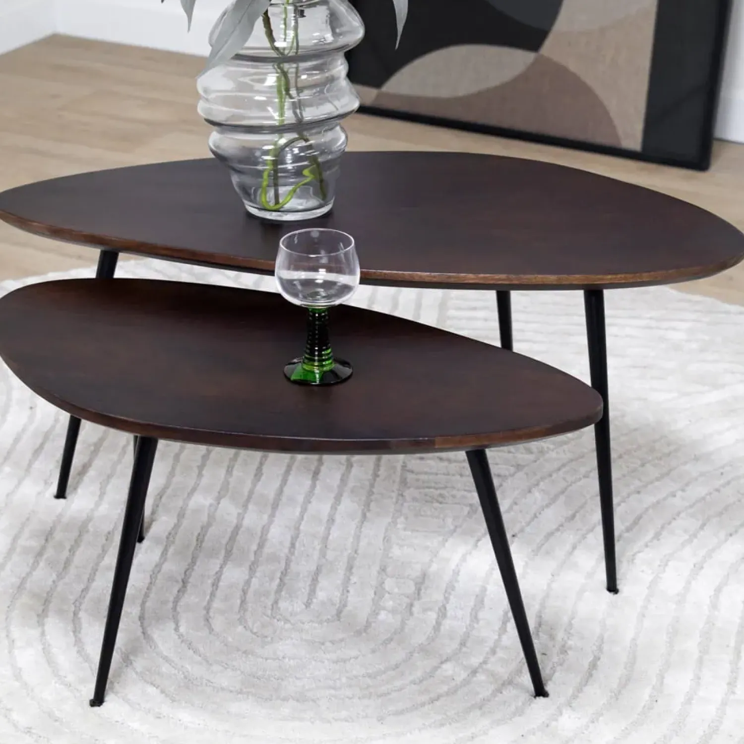 Vane Living Salontafels|Salontafel Rosa set van 2 walnoot 90/70cm