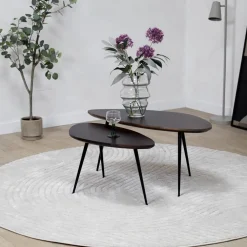 Vane Living Salontafels|Salontafel Rosa set van 2 walnoot 90/70cm