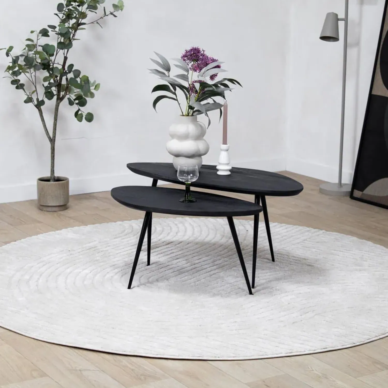 Vane Living Salontafels|Salontafel Rosa set van 2 zwart 90/70cm