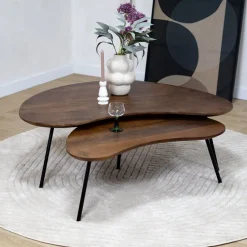 Vane Living Salontafels|Salontafel Signe set van 2 walnoot 120/92cm