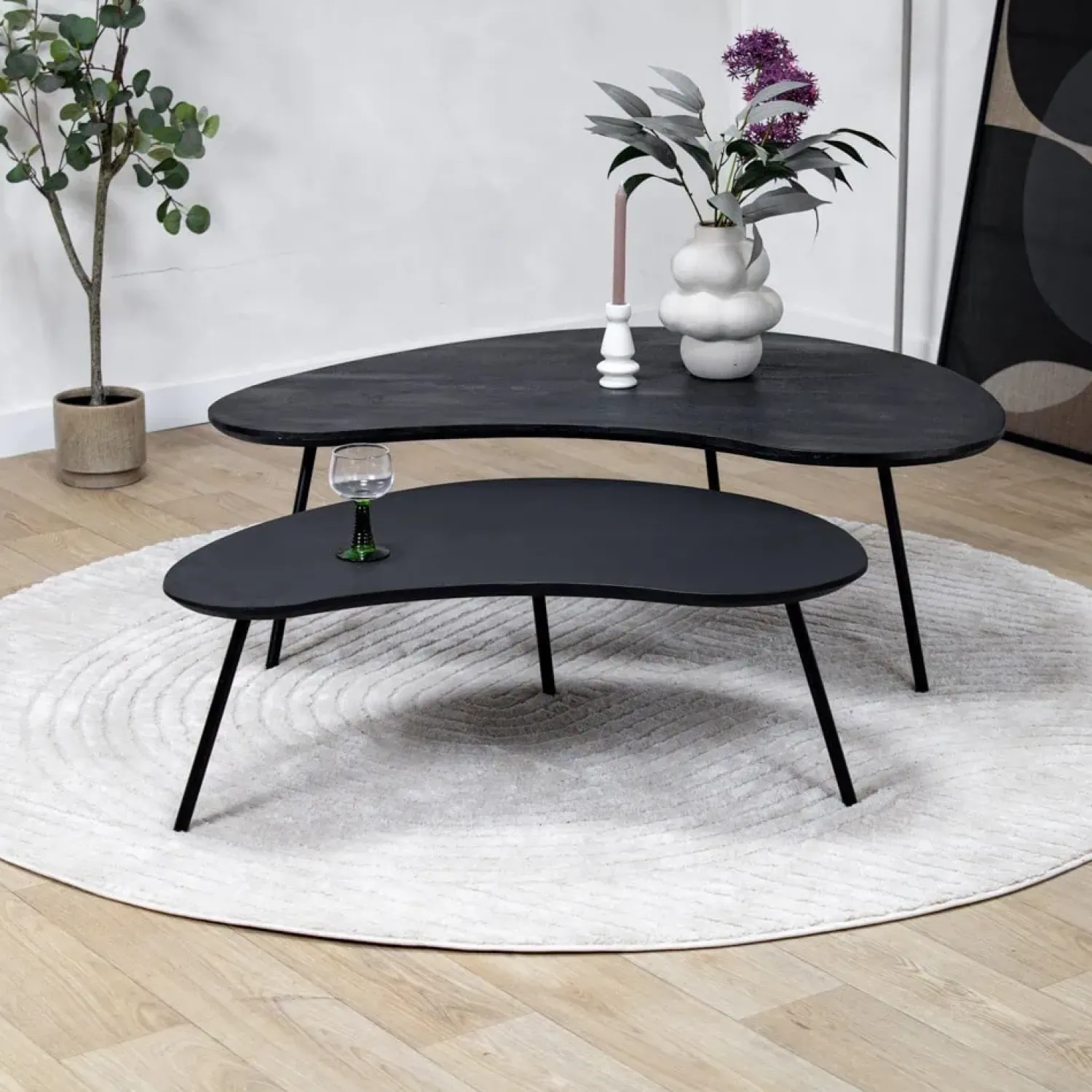 Vane Living Salontafels|Salontafel Signe set van 2 zwart 120/92cm