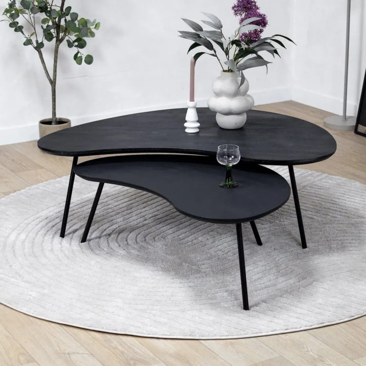 Vane Living Salontafels|Salontafel Signe set van 2 zwart 120/92cm