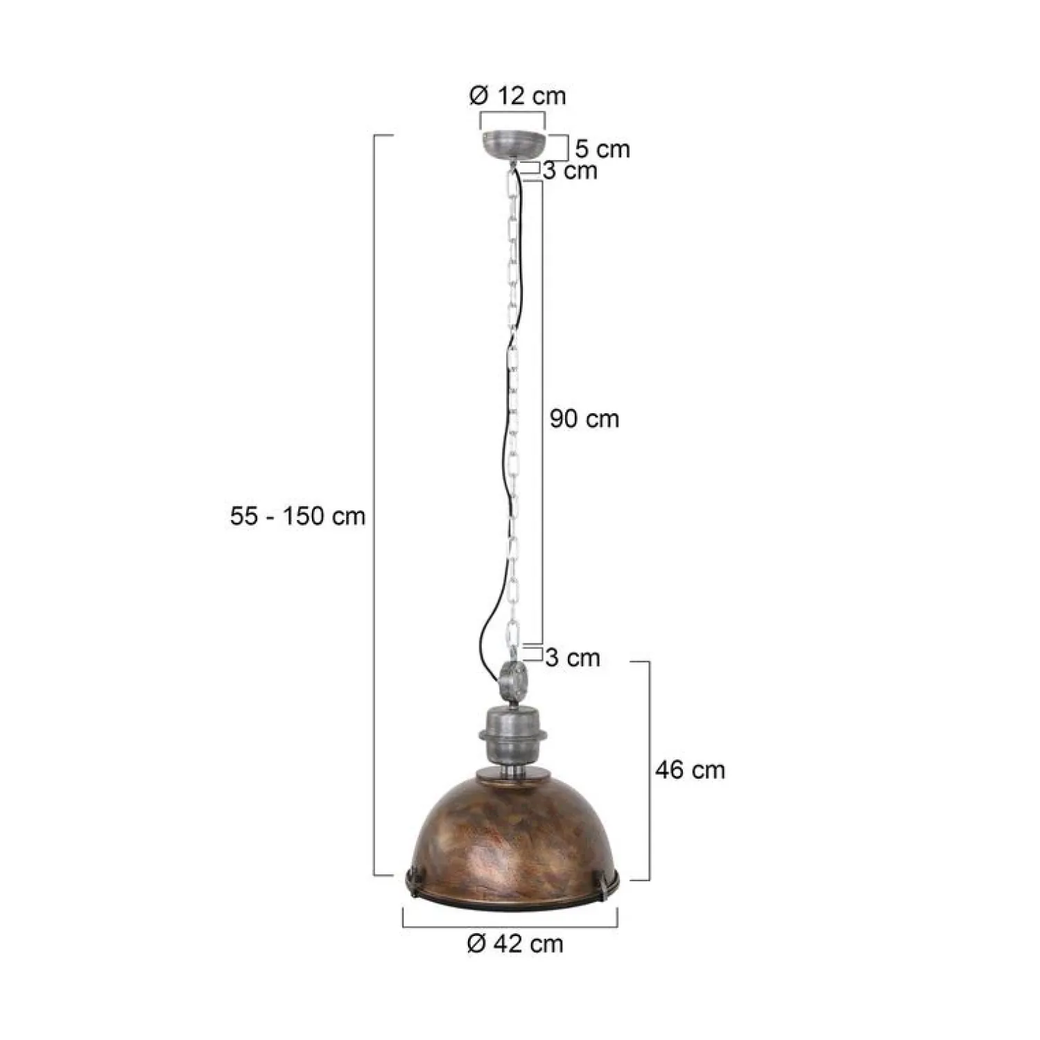Trading Lighting Hanglampen|Sammy 1-lichts Hanglamp Bruin 42cm