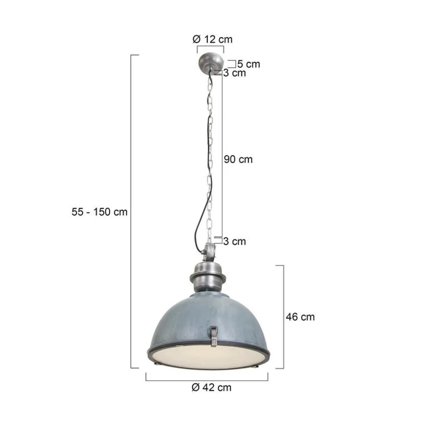 Steinmex Hanglampen|Sammy 1-lichts Hanglamp Grijs 42cm